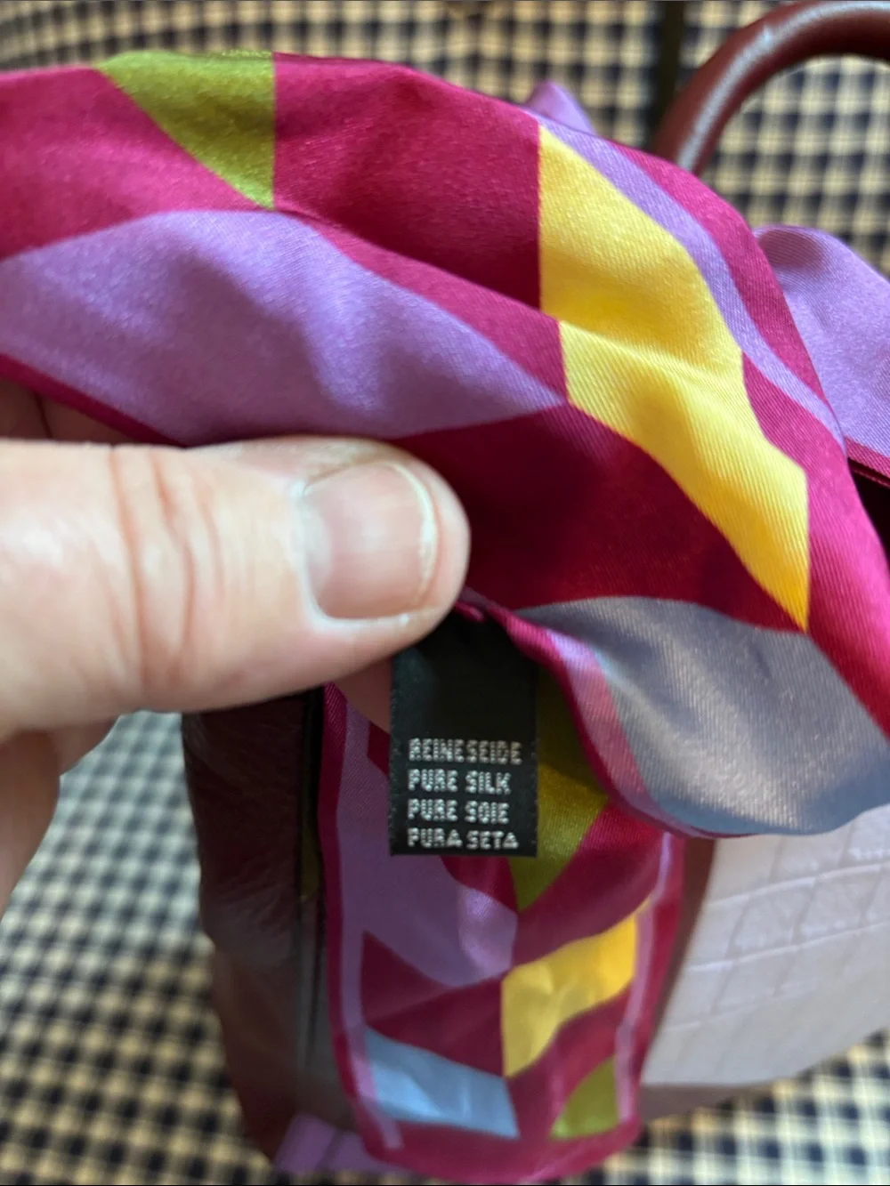 Fossil Patchwork Leather Tote Bag with silk Scarf  and wallet